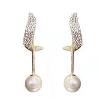 2022 new trendy elegant simulated pearl tassel drop earrings for women vintage crystal rhinestone dangle earring fashion jewelry
