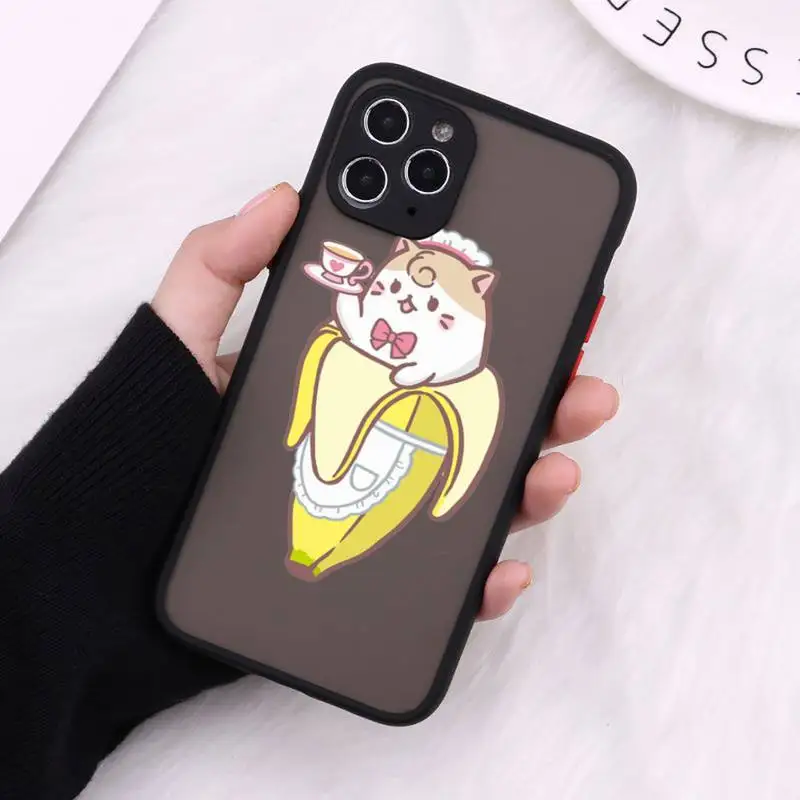 

Cat Phone Case matte transparent soft TPU For iphone 7 8 11 12 plus mini x xs xr pro max Candy Color cover
