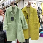 Теплое зимнее пальто из овечьей шерсти, женские длинные куртки, однотонное, с отложным воротником, однобортное, с карманами, новинка 2021, корейский стиль, свободный, элегантный женский