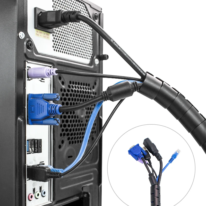 

1 Pcs 10M Flexible Spiral Cable Organizer Storage Pipe Cord Protector Management Cable Winder Desk Tidy Cable Accessories