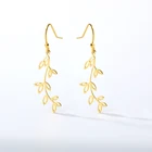 Лидер продаж, модные ювелирные изделия, полые Висячие длинные серьги из нержавеющей стали с листьями для женщин и девушек, серьги бижутерия