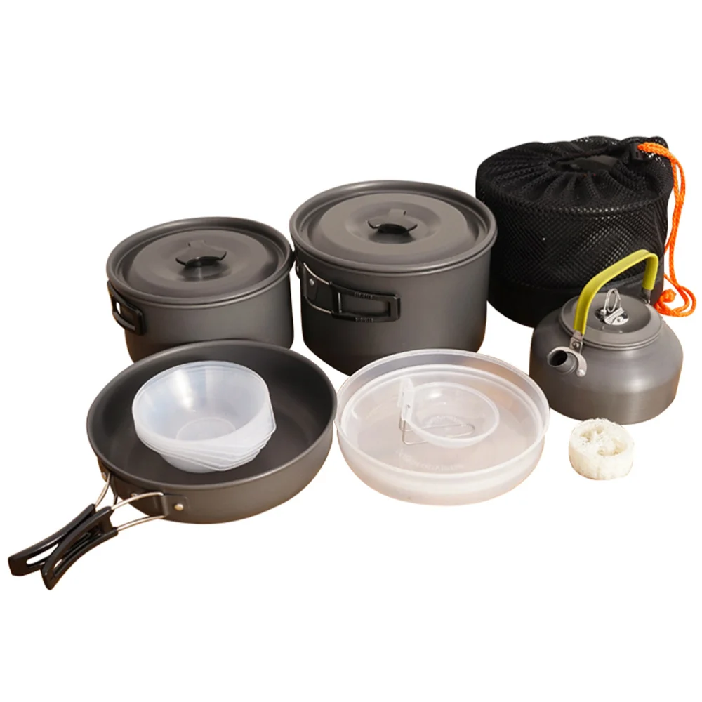

1 set of Camping Frying Pan Cookware Nonstick Pots Outdoor Cooking Equipments