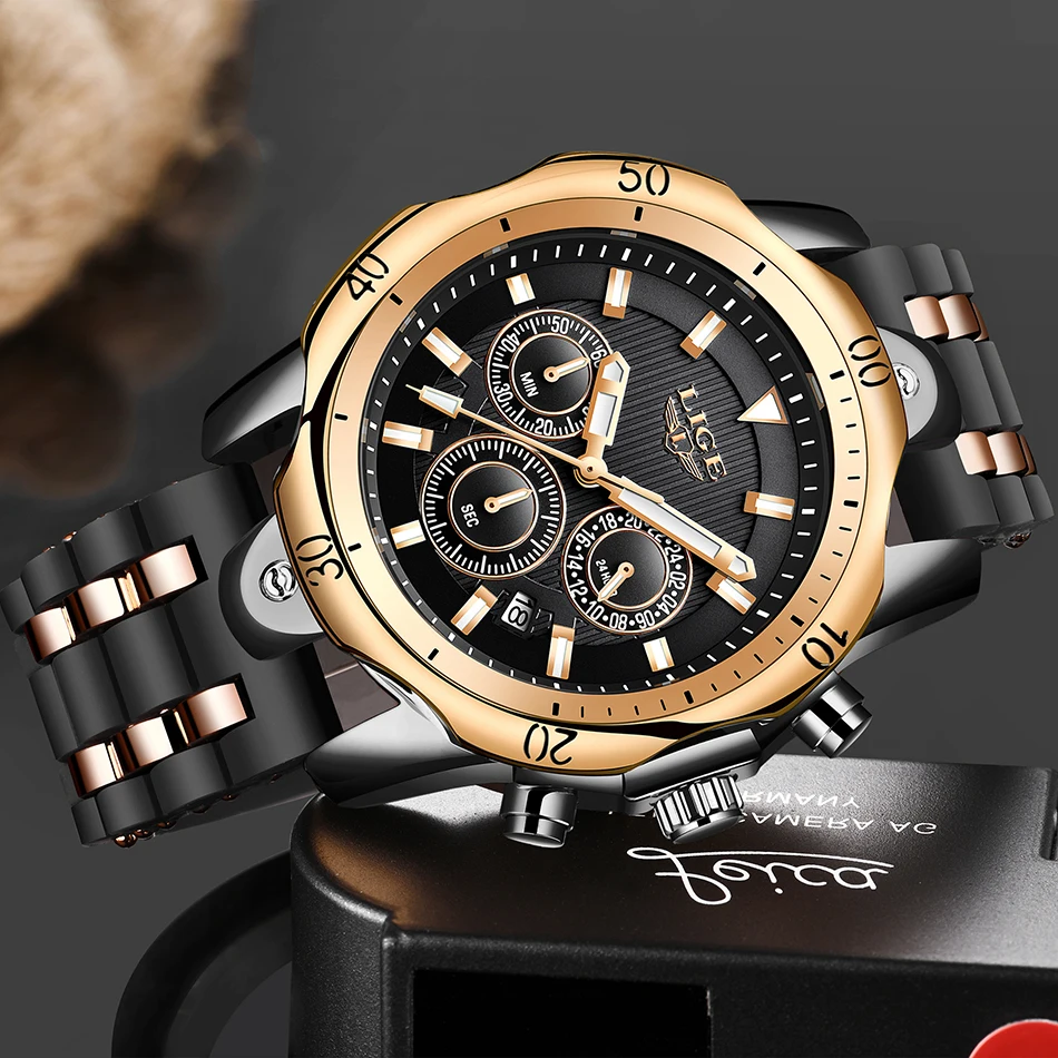 

LIGE New Mens Watches Top Brand Luxury Military Sport Watch Men Rubber Waterproof Clock Quartz Wristwatch Relogio Masculino+Box