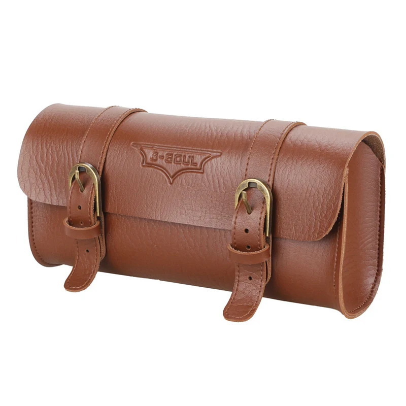 

Novel-B-SOUL New Vintage Bicycle Handlebar Bag Bicycle Tail Bag PU Leather Cycling Bag Saddle Pouch Tail Pannier Riding Bike Bag