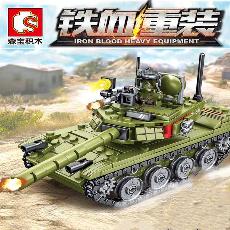 

SEMBO Type 85 Main Battle Tank Building Blocks Iron Blood Heavy Equipment Mechanical Armored Vehicle DIY Model Kids Bricks