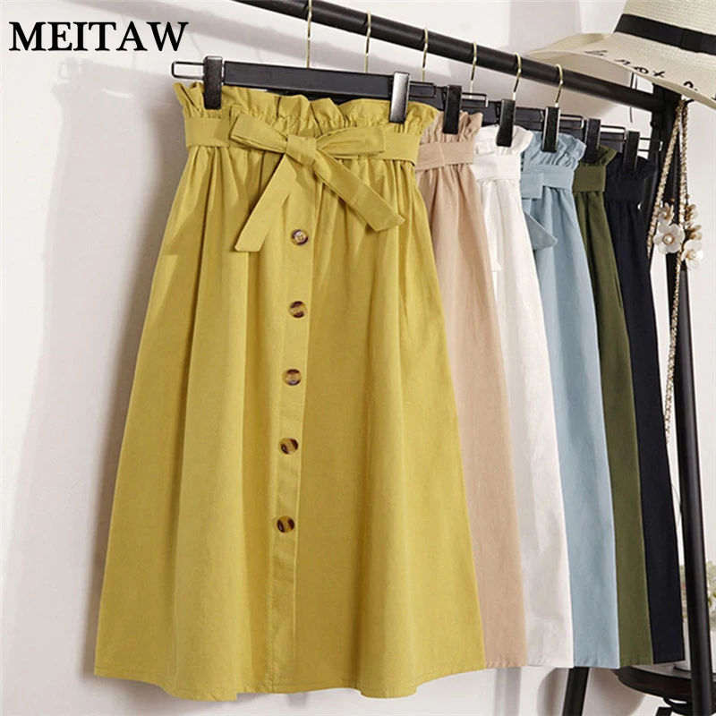 Женская юбка с завышенной талией Повседневная однотонная плиссированная