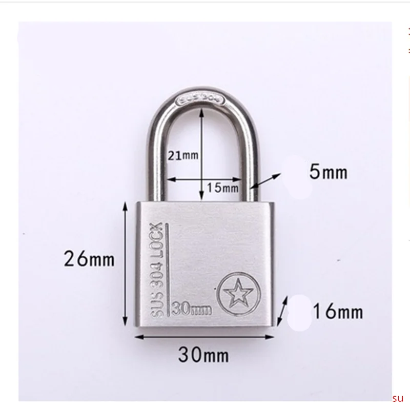 304 Stainless Steel Padlock 30mm Cabinet Outdoor Lock Head Furniture Lock Waterproof Rust-Proof Door Lock small lock