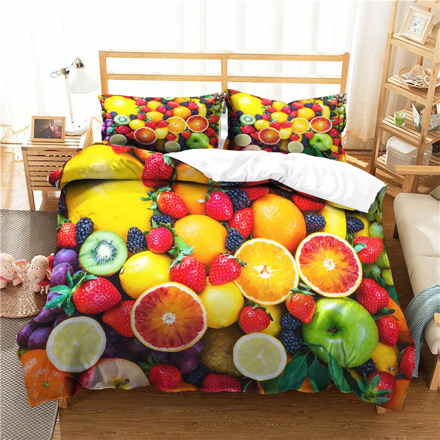 

Комплект постельного белья с 3D принтом, пододеяльник, постельный комплект, цветные фрукты, домашний текстиль для взрослых, постельное белье...