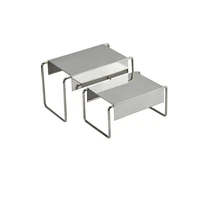 2 sets matte stainless steel shoes holder support keeper metal shoes showing display rack stand