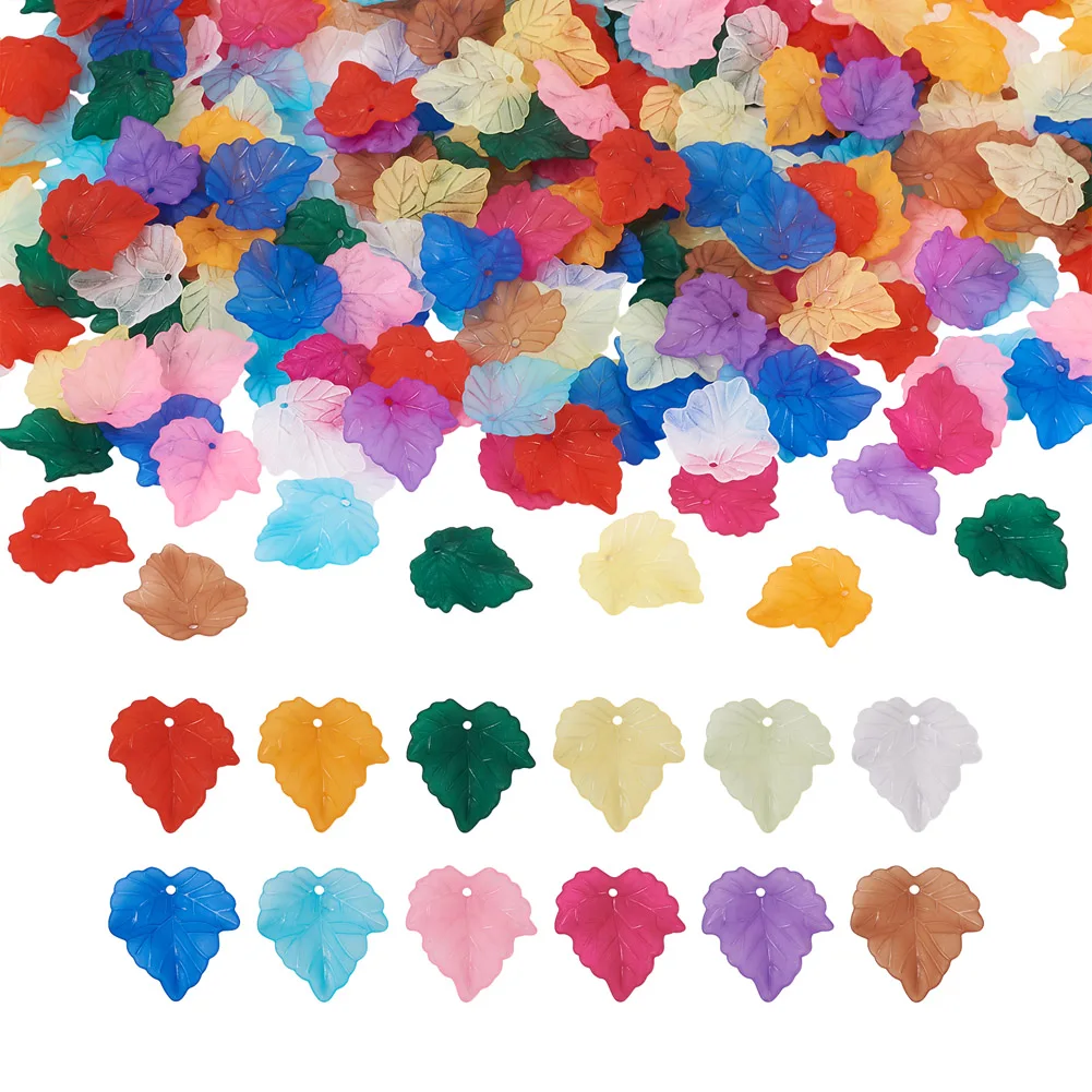 

360Pcs Colorful Transparent Acrylic Maple Leaf Pendants Leaves Charm Beads For Bracelet Necklace DIY Jewelry Making Accessories