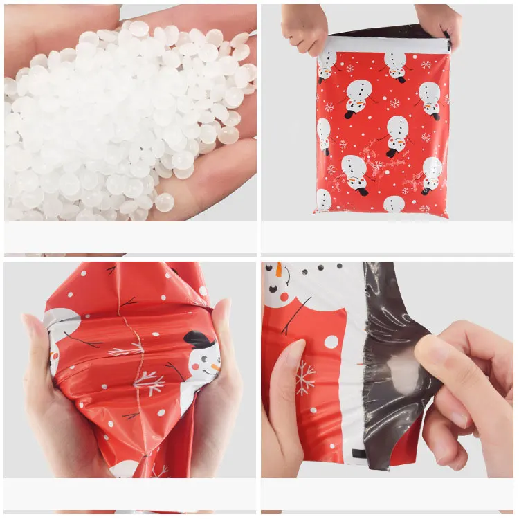 Красный 50 шт./лот пластиковая курьерская сумка с Рождеством снеговик