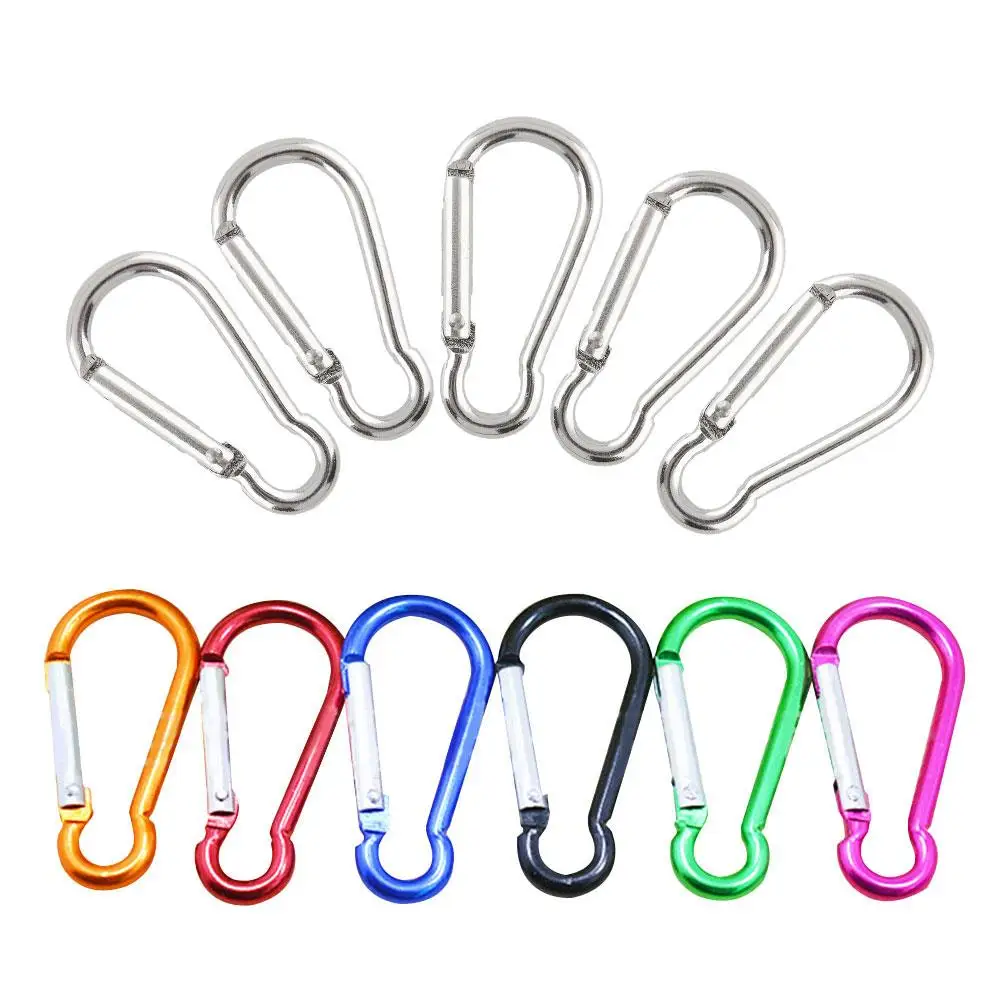 

5Pcs Silver Aluminum Carabiner Snap Hook Hanger Keychain Hiking Outdoor NEW
