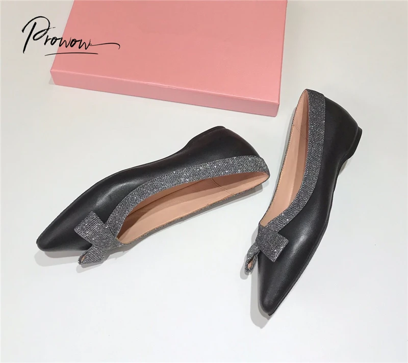 

Prowow New Style Fashion Brand Designer Black Genuine Leather Woman Summer Casual Shoes Comfortable Slip On Flats Shoes Women
