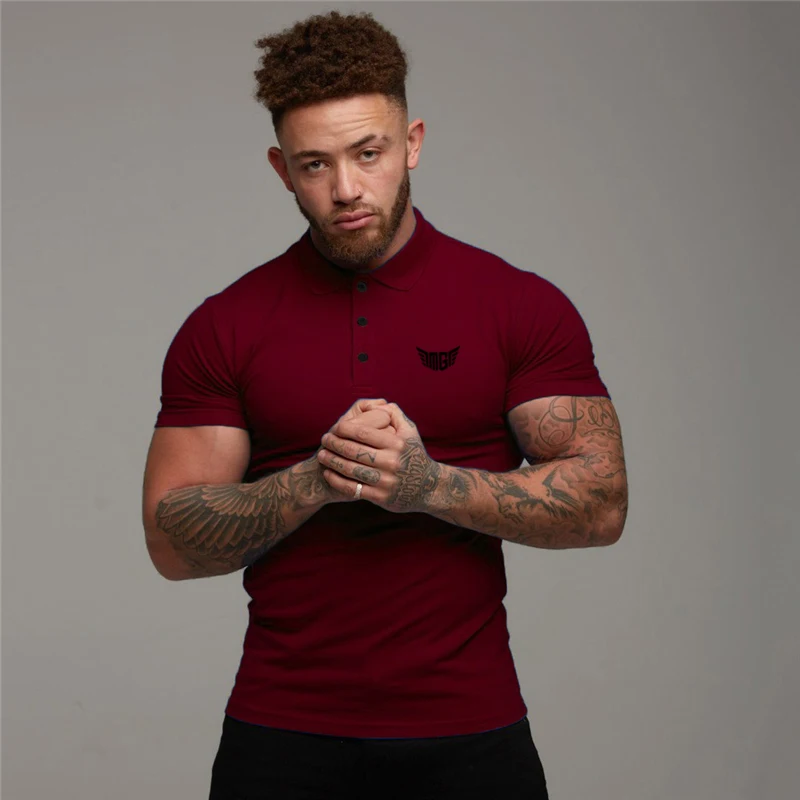 

Mens Polo Shirt Running Sport Gym Clothing Short Sleeve Summer Fitness Man Solid Cotton Poloshirt Men Workout Polo Shirts
