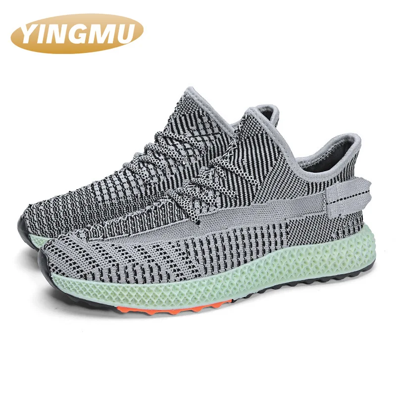 

2021 summer Europe men's shoes versatile flying sports shoes breathable transparent mesh running shoes leisure fashion shoes
