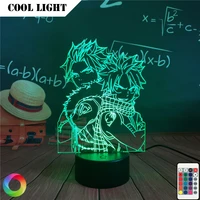 anime fairy tail 3d lamp natsu dragneel and erza scarlet hug night light led touch sensor nightlight for child room decor table