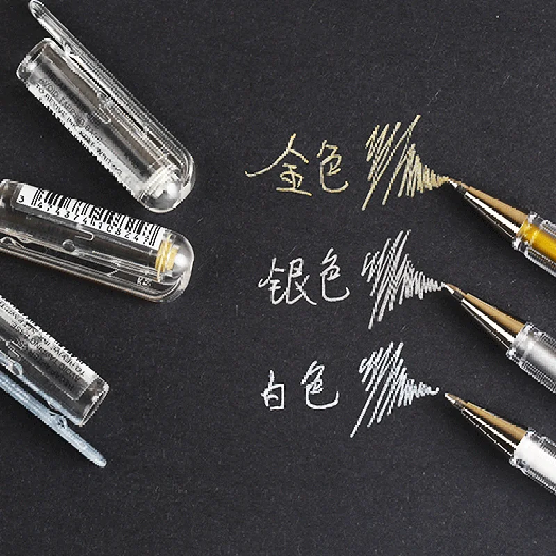 3 Pcs/Lot Pentel K108 0.8 mm Metallic Gel Ink Pen Gold White High gloss Signature pen|gel ink pen|signature pengel pens metallic |