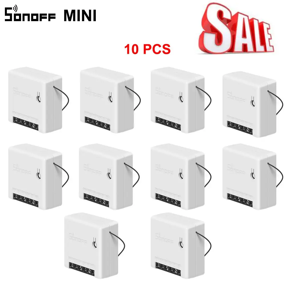 Дешевые SONOFF Мини DIY WiFi умный переключатель Малый корпус 10A 2 способа синхронизации света выключатели модуль дистанционного управления работает с Alexa Itead