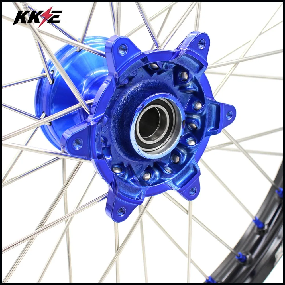 21/19 MX Давлением Мотоцикл колеса обод Набор для YAMAHA YZ125/250 1999- YZ250F 2001- YZ450F 2003- синий соски