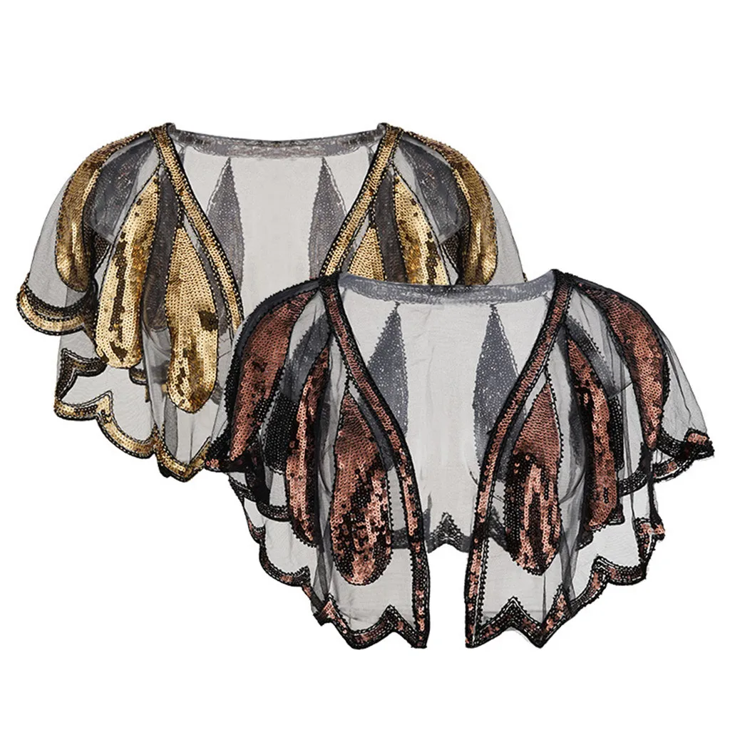 Women's Shawl Beaded Sequin Deco Evening Cape Bolero Flapper Cover up 2019 Spring Autumn New Simplicity Fashion retro | Аксессуары