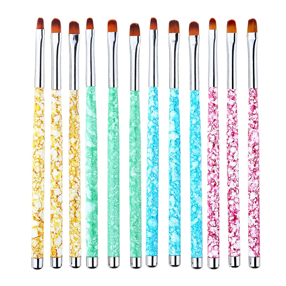 

New 3Pcs/Set Nail Art Metal Handle Acrylic UV Gel Extension Builder Petal Flower Painting Drawing Brush Manicure Tools