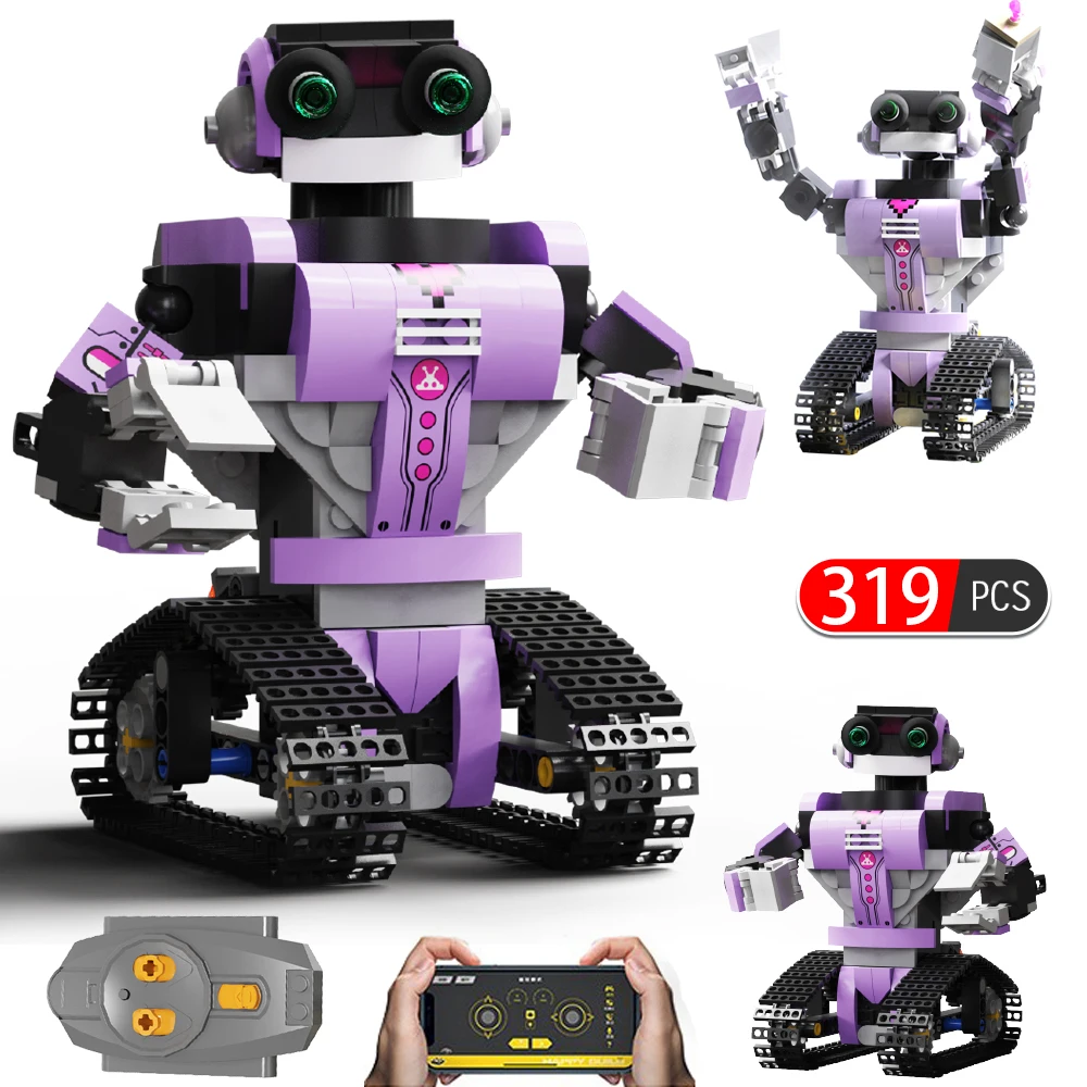 City Technical RC Electric Robot DIY Building Blocks APP Remote Control Programming Tracked Vehicle Bricks Toys for Kids Gifts | Игрушки и