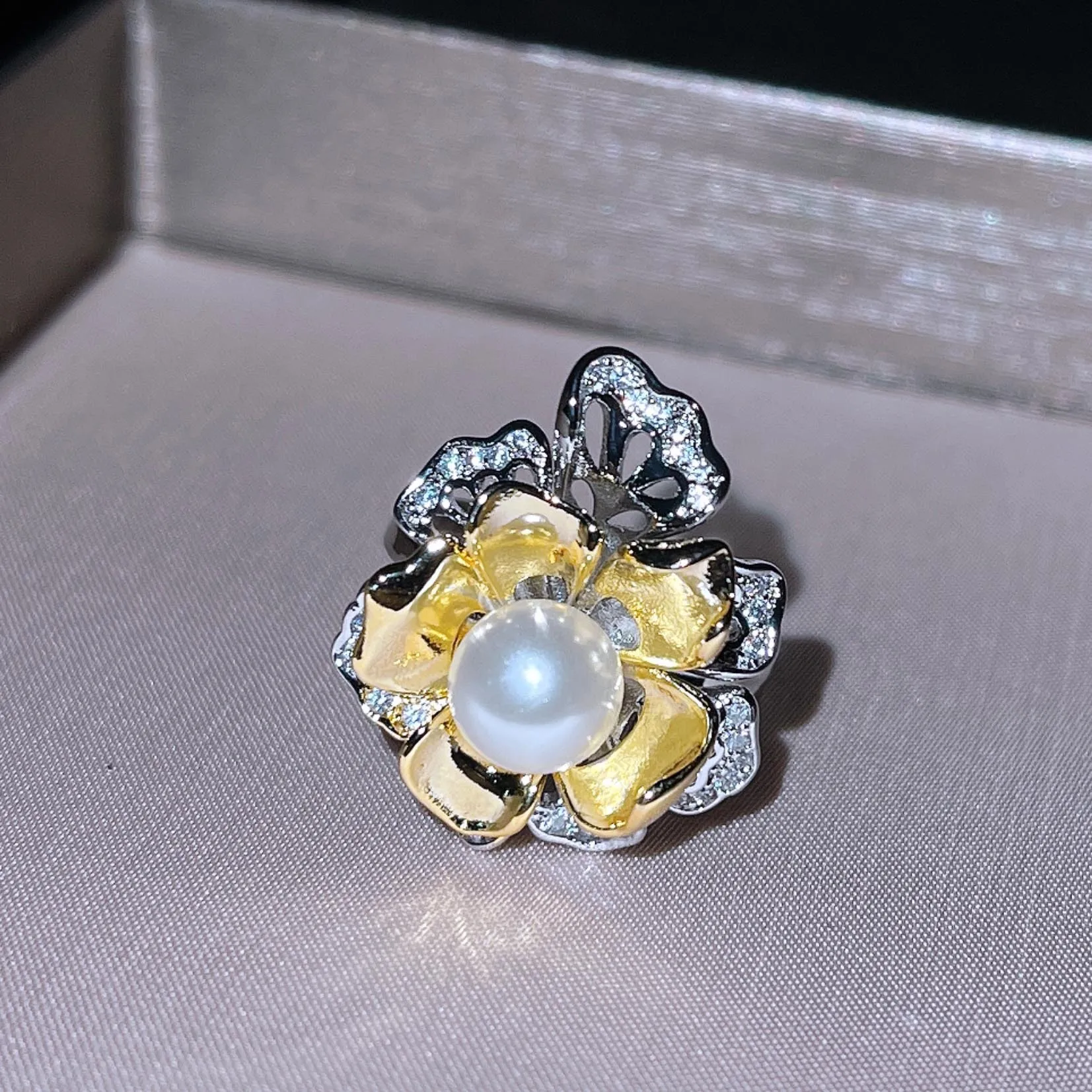 

Luxury Flowers Pearl Pendant Necklace Ring for Women Charm Jewelry Set Accessories Mothers Day Valentine's Party Gifts 2021 New