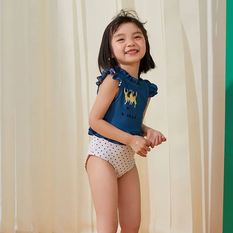 

Girls Kids Swimwear 1 Pcs Set Children Cute Kids Swimwear Splicing Fashion Maillot De Bain Enfant Sportswear Accessories EI50CS