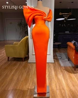 luxury orange off the shoulder evening dress ruffles birthday party dresses crystal beaded formal gowns robe de soir%c3%a9e
