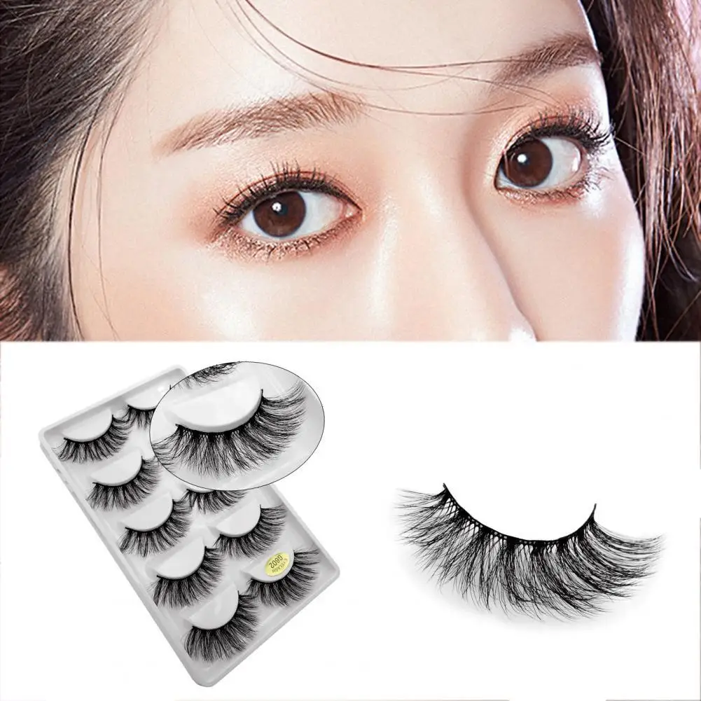 

5 Pairs False Eyelash Reusable Thick Slender 3D Faux Eye Lash for Party