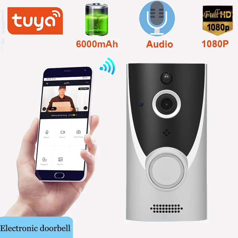 Tuya 1080P WiFi видео дверной звонок умный беспроводной охранный визуальная запись