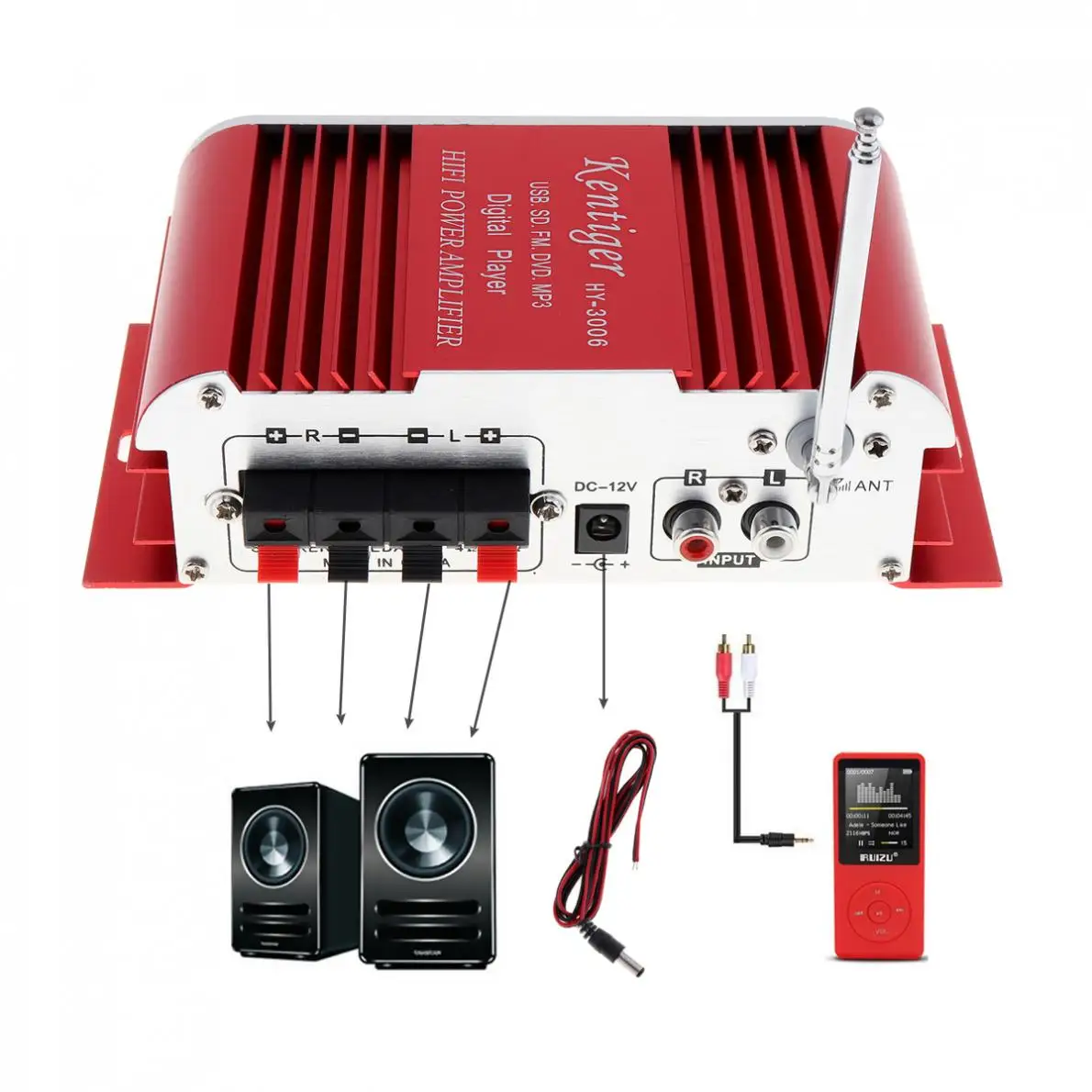 12 В Мини HIFI цифровой автомобильный усилитель мощности стерео аудио музыкальный