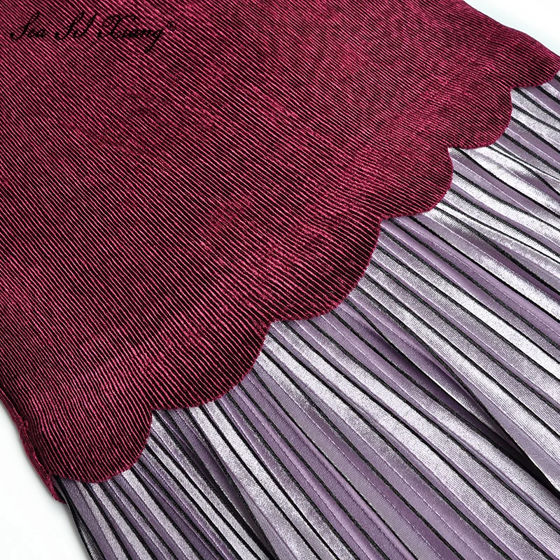 

Seasixiang Fashion Designer Spring Dress Women's Long Sleeve V-neck Slim Pleated Dresses