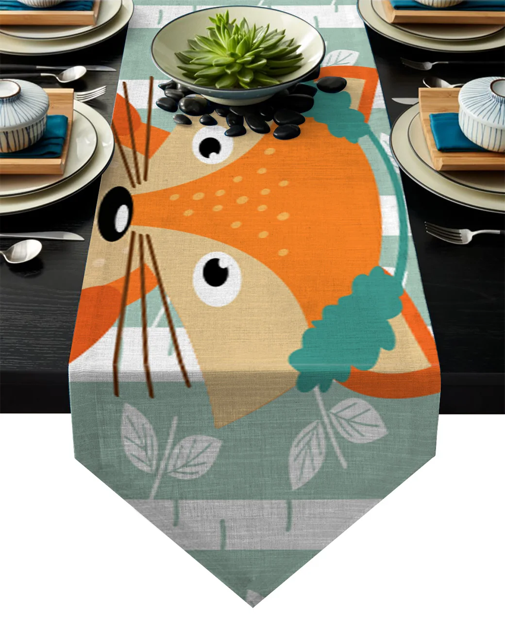 Настольная дорожка шарфы мультяшная Лисичка Белая береза кухонный стол для