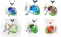 6pcs murano glass perfume small fish essential oil aromatherapy bottle pendant necklace ll02