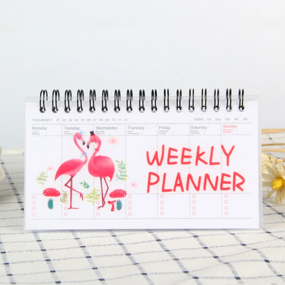 

2pcs Cartoon Coil Schedule Book Diary Weekly Planner Notebook School Supplies (Elephant and)