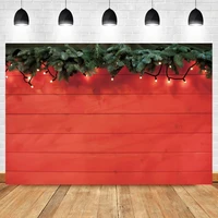 laeacco red christmas wooden board baby birthday portrait backdrop photographic photo background for photo studio