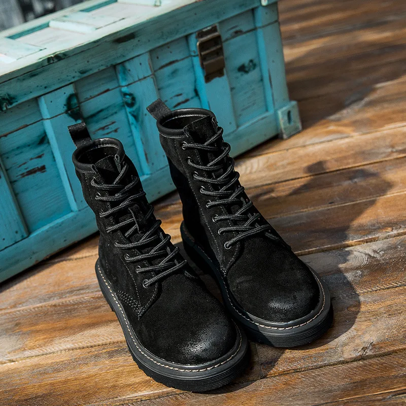 Женские ботинки Мартинс на платформе женские кожаные шерстяные теплые зимние