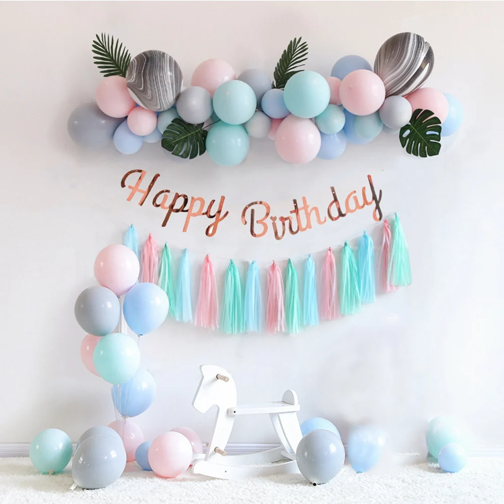 106 шт./лот Macaron латексные воздушные шары для дня рождения баннер из ткани для флагов конфетти кисточки воздушные шары Aarland комплект День рождения украшения