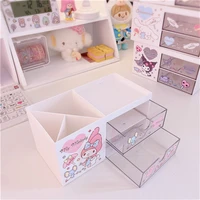 kawaii desktop storage boxes cosmetic storage drawer jewelry storage box double layer desktop organizer stationery storage case
