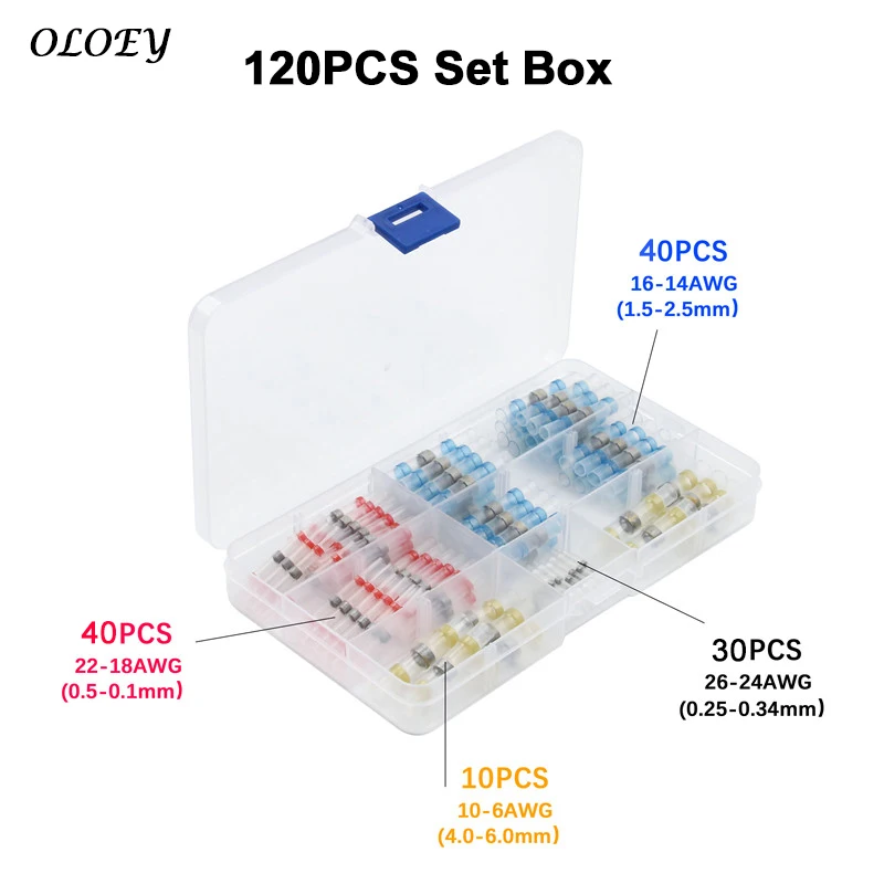 A-120pcs 50/100/120 шт Терминатор электрический набор для электриков терм усадочная соединители проводов припоя рукава Водонепроницаемый быстро стыковой терминалы - Цвет: A-120pcs