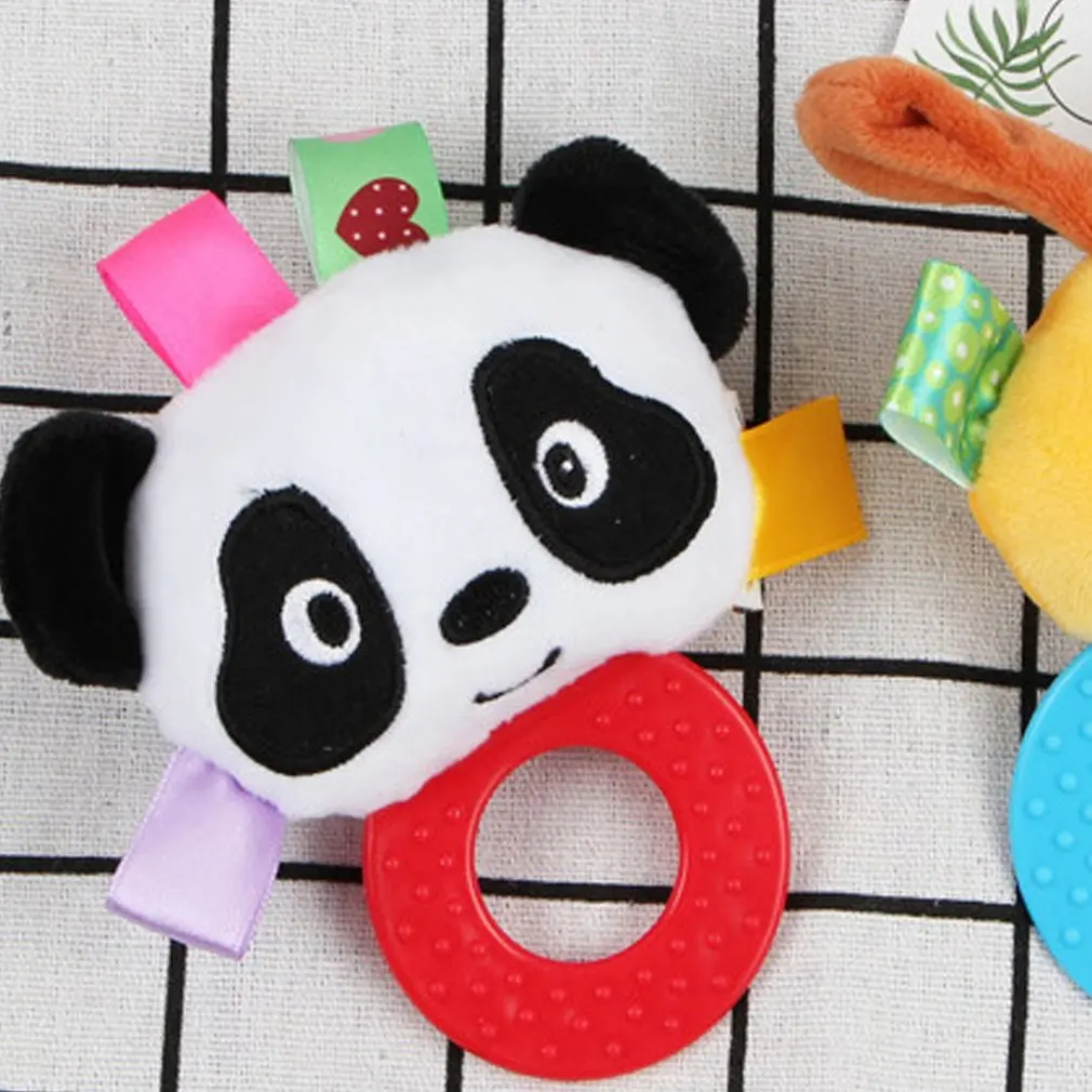 Baby Bite Rattles Ball Grasping Baby Ball Cute Plush Animal Cloth Hand Rattles Education Toys Infant Baby Bed Bell Sleeping Toys