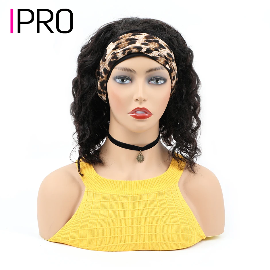 

IPRO Headband Wig Human Hair Scarf Wig 180% Density Remy Peruvian Body Wave Wig Glueless Ocean Wave Human Hair Wigs For Women