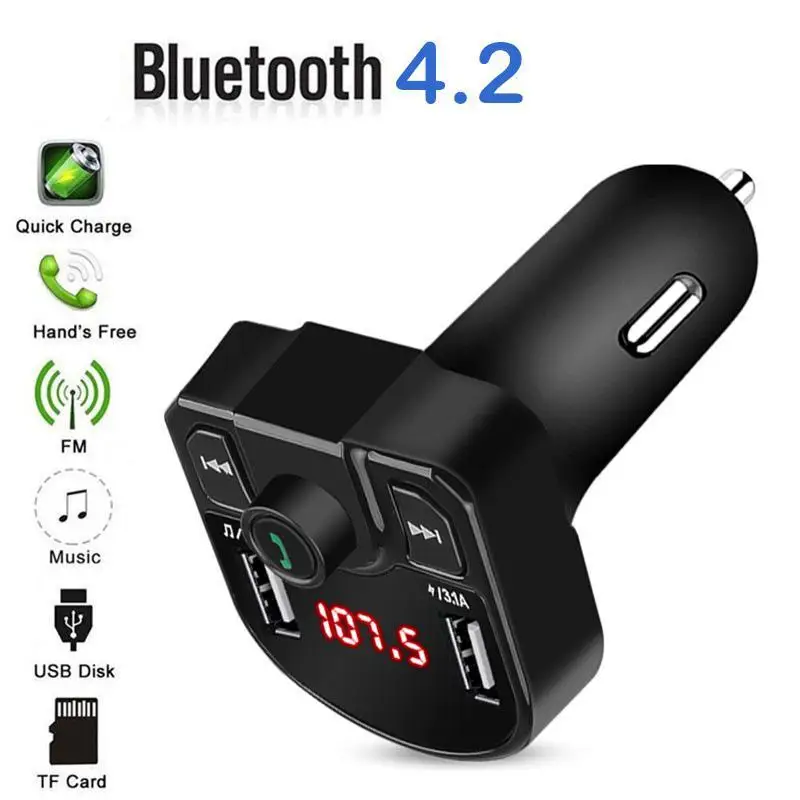 

Bluetooth M9 Wireless Car Handfree Lcd Fm Transmitter Dual Usb Car Charger Mp3 Music Aux Player Built-in Mic