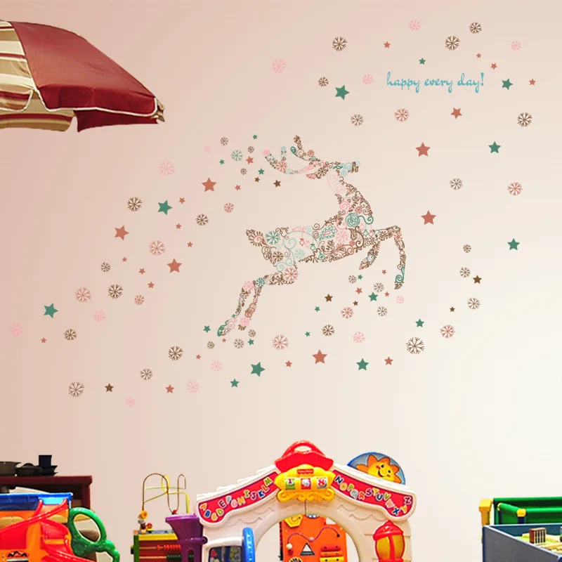 Мультяшные рождественские наклейки на стену для гостиной и спальни детской