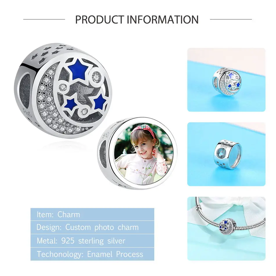 Новый оригинальный бусины из стерлингового серебра 925 очарование синяя глазурь