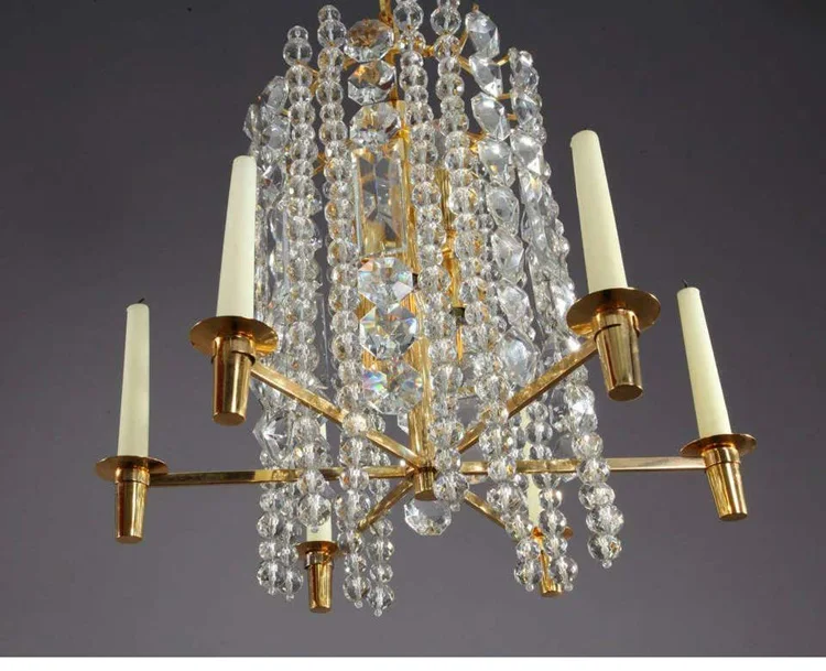 

American retro crystal chandelier 6 candles medieval vintage style dining room bedroom living room lamp
