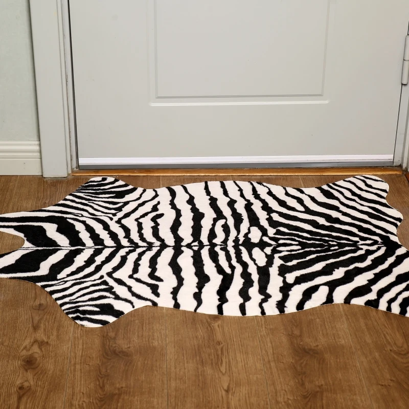 

Cute Faux Zebra Print Rug Animal Perfect Throw Rug for Office/Kids Room/Under Tables/Smaller Area 70x110cm