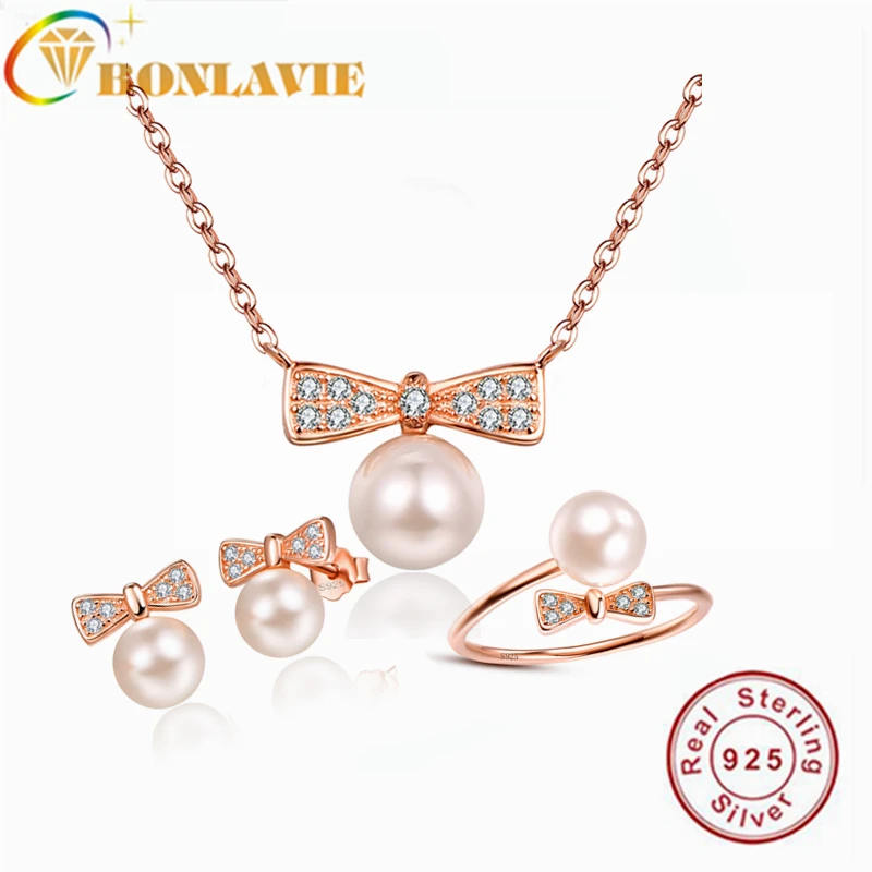 Комплект из колье и серёг серебра 925 пробы с жемчугом | Украшения аксессуары