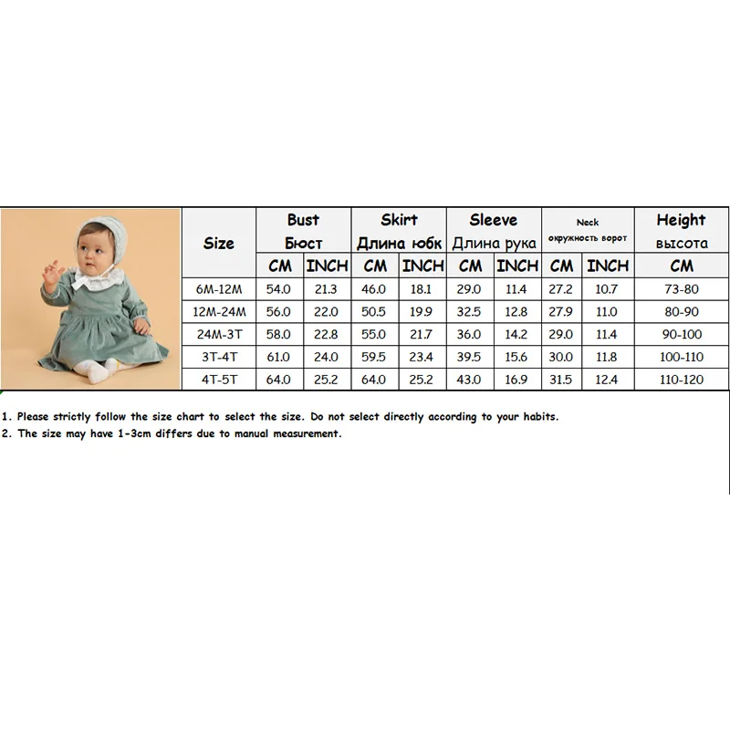 

0-5Yrs Girls Spanish Princess Dress Children Spain Dresses Baby Girl Gown Hat Cotton Long Sleeve Green Velvet Dress For Spring